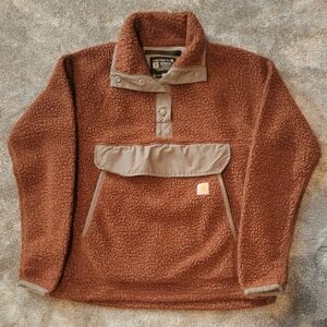 Womens Carhartt XS Rust Sherpa Fleece Pullover